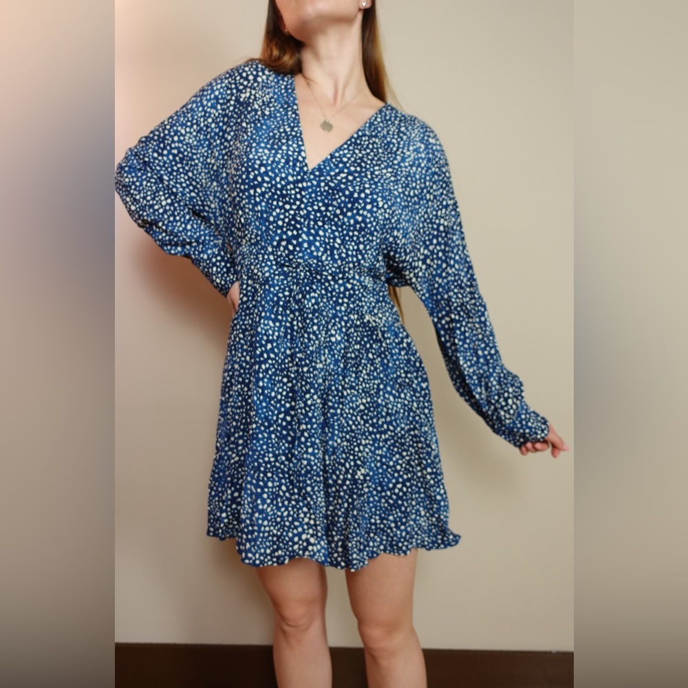 MANGO printed cut out detail polka dots dress